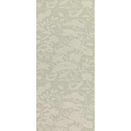 Heron & Lotus Flower - Aqua By G P & J Baker | Signature Ii Wallcoverings |Animal/Insects  Wallcovering