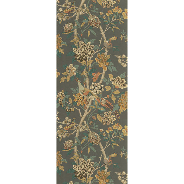 Hydrangea Bird - Charcoal/Sienna By G P & J Baker | Signature Ii Wallcoverings |Animal/Insects  Wallcovering