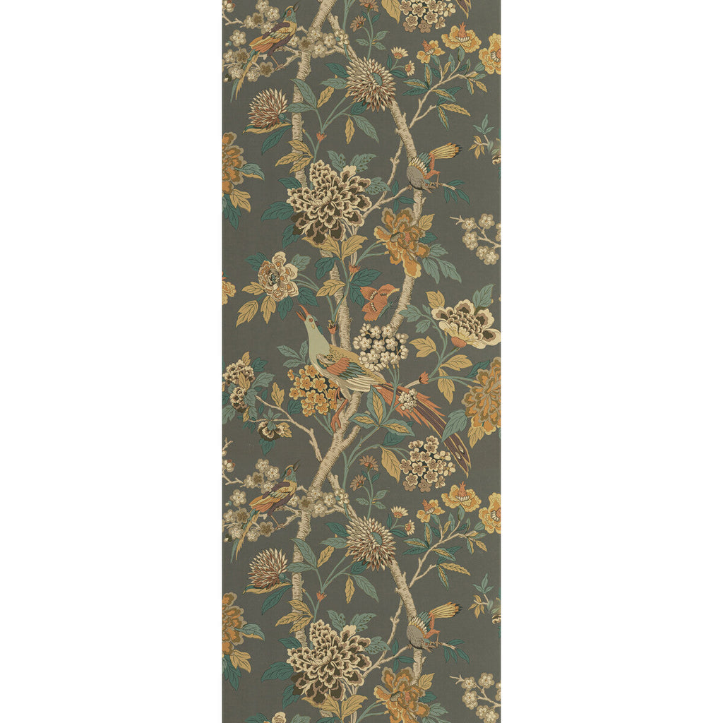 Hydrangea Bird - Charcoal/Sienna  By G P & J Baker | Signature Ii Wallpapers |Animal/Insects  Wallcovering