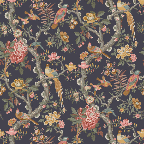 Eltham - Charcoal/Jewel Black By G P & J Baker | Ashmore Wallpaper |Animal/Insects  Wallcovering