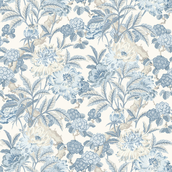 Summer Peony - Blue Blue By G P & J Baker | Ashmore Wallpaper |Botanical & Floral  Wallcovering