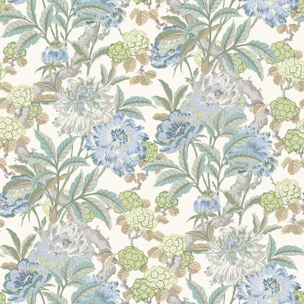 Summer Peony - Aqua Green By G P & J Baker | Ashmore Wallpaper |Botanical & Floral  Wallcovering