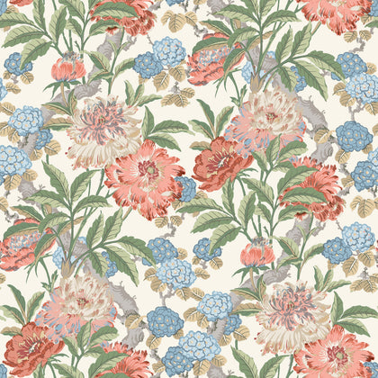 Summer Peony - Red/Green Red By G P & J Baker | Ashmore Wallcovering |Botanical & Floral  Wallcovering