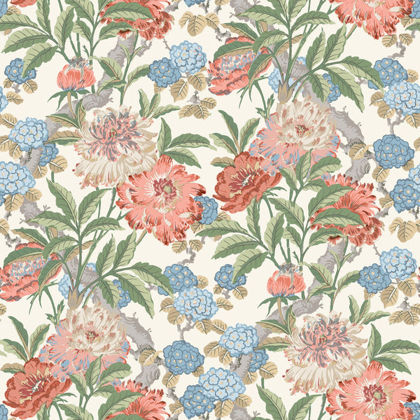Summer Peony - Red/Green Red By G P & J Baker | Ashmore Wallpaper |Botanical & Floral  Wallcovering