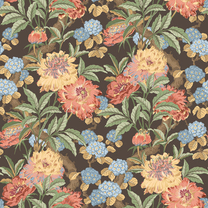 Summer Peony - Charcoal/Jewel Black By G P & J Baker | Ashmore Wallcovering |Botanical & Floral  Wallcovering