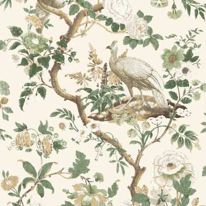 Broughton Rose - Green By G P & J Baker | Ashmore Wallcovering |Animal/Insects Wallcovering