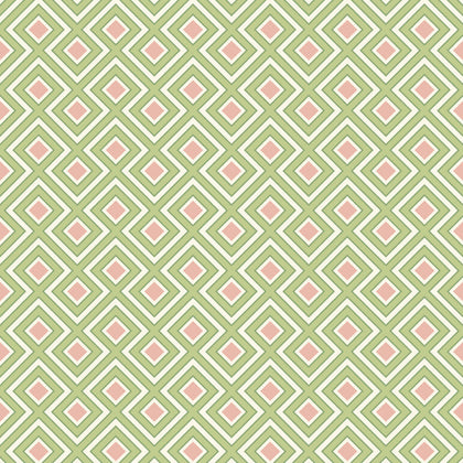 La Fiorentina Small - Green/Blush Green By G P & J Baker | Ashmore Wallcovering |Geometric  Wallcovering