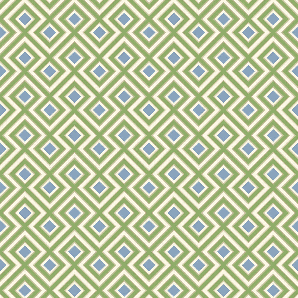La Fiorentina Small - Emerald/Blue Green By G P & J Baker | Ashmore Wallpaper |Geometric  Wallcovering