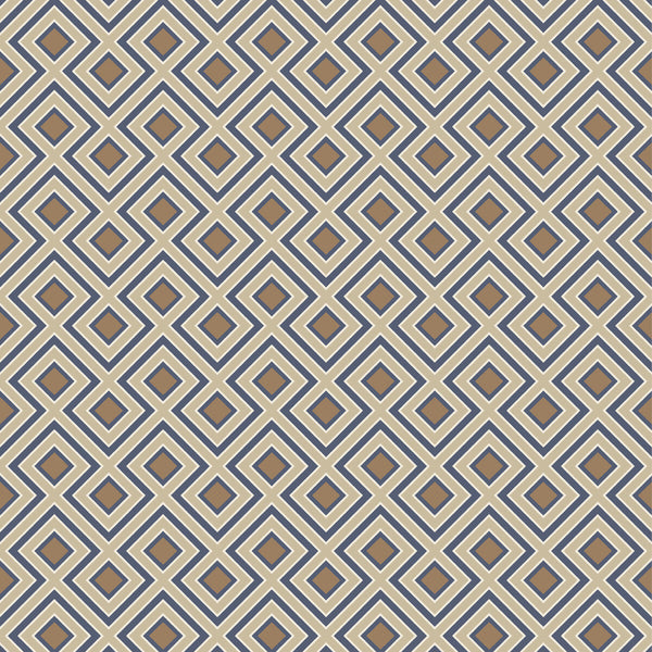 La Fiorentina Small - Indigo Blue By G P & J Baker | Ashmore Wallcovering |Geometric  Wallcovering