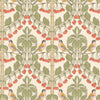 Birds & Cherries - Red/Green Red By G P & J Baker | Original Brantwood Wallpaper |Animal/Insects  Wallcovering