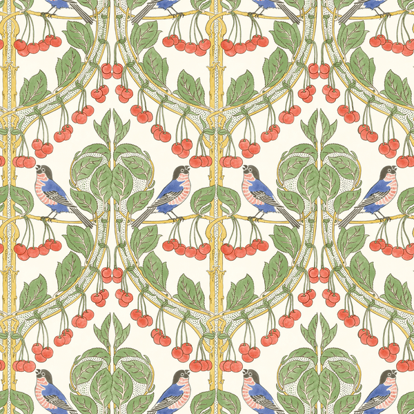 Birds & Cherries - Multi By G P & J Baker | Original Brantwood Wallcovering |Animal/Insects Wallcovering
