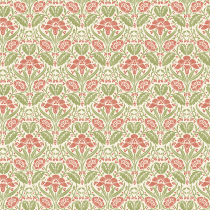 Iris Meadow - Pink/Green Pink By G P & J Baker | Original Brantwood Wallcovering |Botanical & Floral  Wallcovering