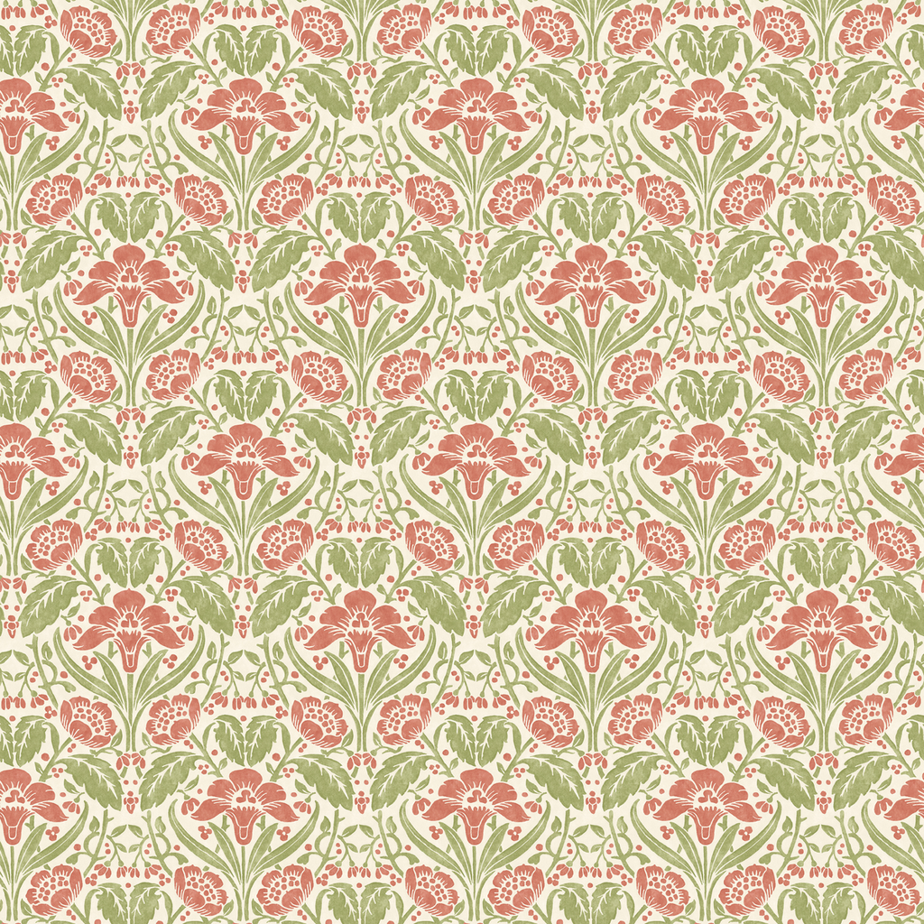 Iris Meadow - Pink/Green Pink By G P & J Baker | Original Brantwood Wallcovering |Botanical & Floral  Wallcovering