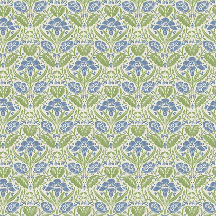 Iris Meadow - Blue/Green Blue By G P & J Baker | Original Brantwood Wallcovering |Botanical & Floral  Wallcovering