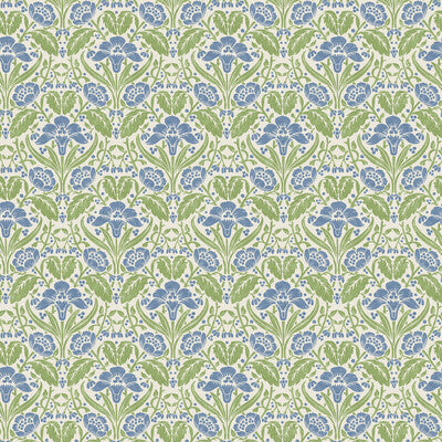 Iris Meadow - Blue/Green Blue By G P & J Baker | Original Brantwood Wallpaper |Botanical & Floral  Wallcovering