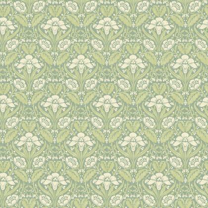 Iris Meadow - Aqua/Green Blue By G P & J Baker | Original Brantwood Wallcovering |Botanical & Floral  Wallcovering
