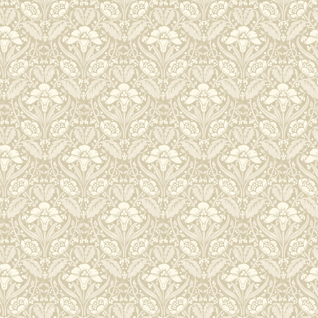Iris Meadow - Linen Beige By G P & J Baker | Original Brantwood Wallcovering |Botanical & Floral  Wallcovering