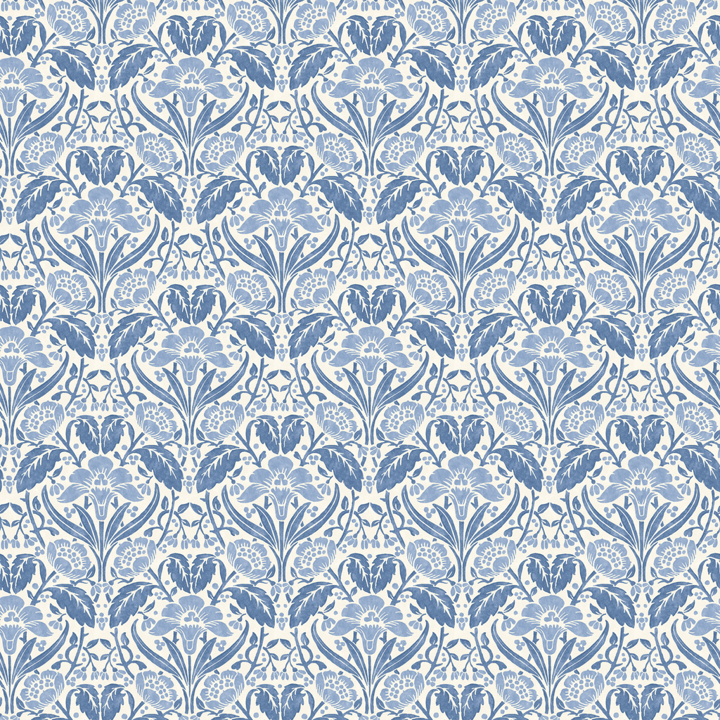 Iris Meadow - Blue By G P & J Baker | Original Brantwood Wallcovering |Botanical & Floral Wallcovering