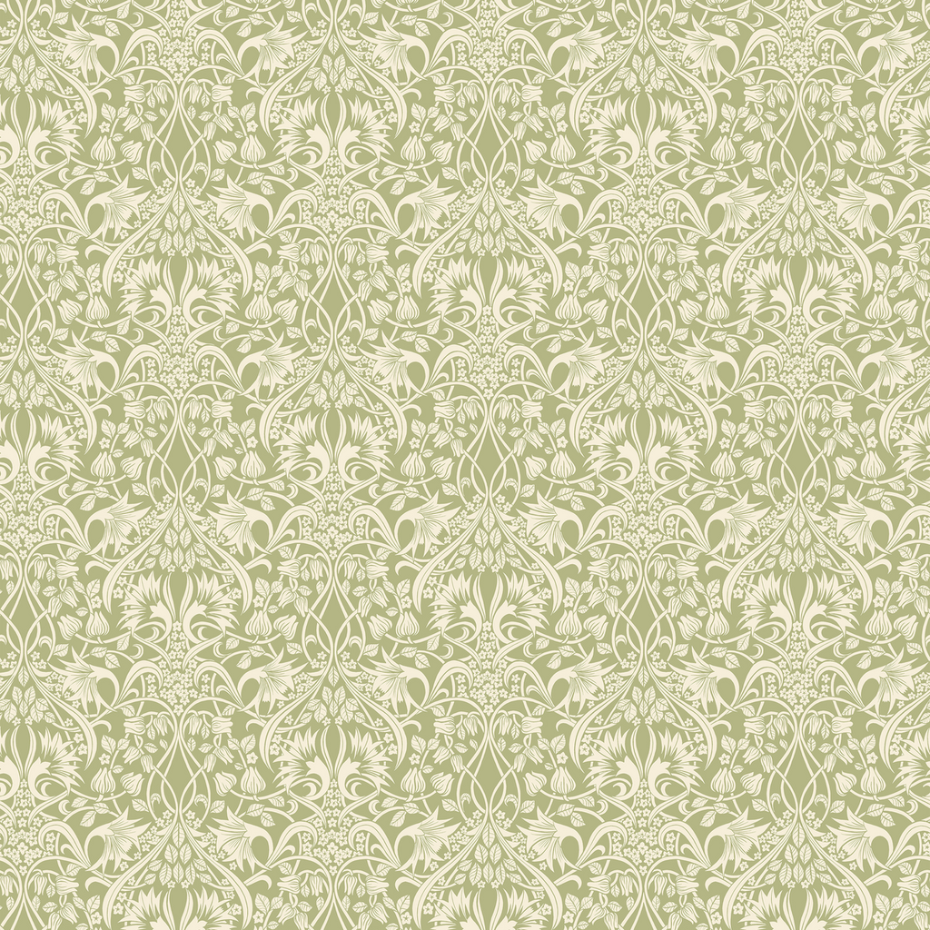 Fritillerie - Green By G P & J Baker | Original Brantwood Wallcovering |Botanical & Floral Wallcovering