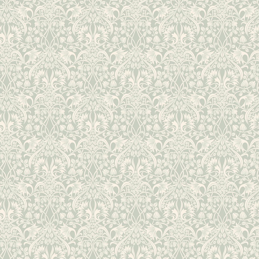 Fritillerie - Aqua Blue By G P & J Baker | Original Brantwood Wallcovering |Botanical & Floral  Wallcovering