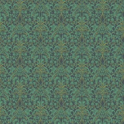 Fritillerie - Indigo/Teal Blue By G P & J Baker | Original Brantwood Wallcovering |Botanical & Floral  Wallcovering