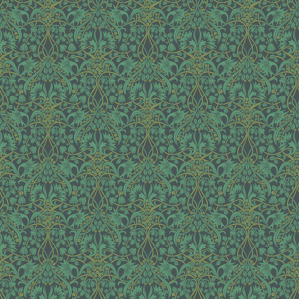 Fritillerie - Indigo/Teal Blue By G P & J Baker | Original Brantwood Wallcovering |Botanical & Floral  Wallcovering