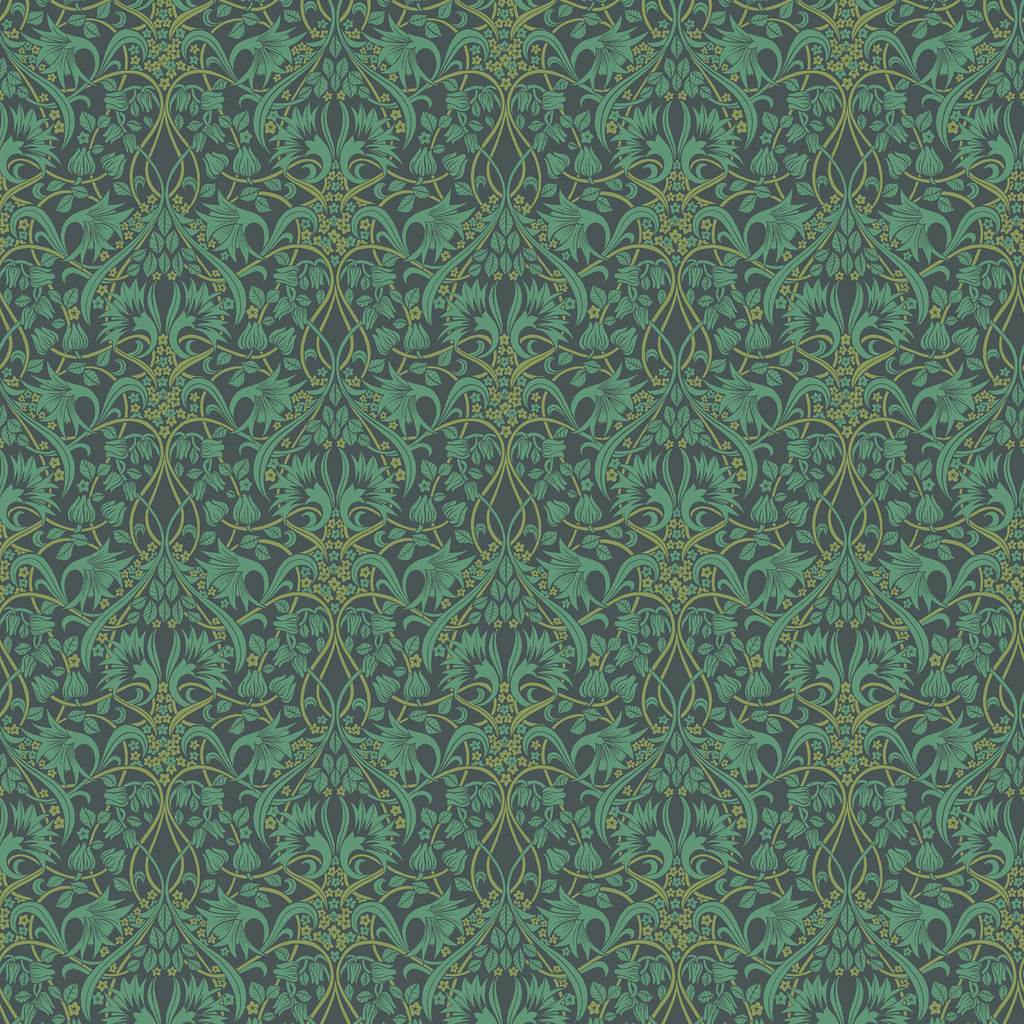 Fritillerie - Indigo/Teal Blue By G P & J Baker | Original Brantwood Wallcovering |Botanical & Floral  Wallcovering