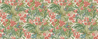 Trumpet Flowers - Red/Green By G P & J Baker | Original Brantwood Wallcovering |Botanical & Floral  Wallcovering