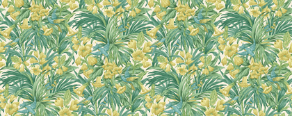 Trumpet Flowers - Emerald Green By G P & J Baker | Original Brantwood Wallcovering |Botanical & Floral  Wallcovering