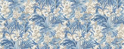 Trumpet Flowers - Blue By G P & J Baker | Original Brantwood Wallcovering |Botanical & Floral Wallcovering