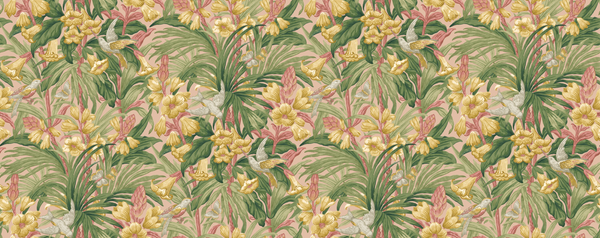 Trumpet Flowers - Blush Pink By G P & J Baker | Original Brantwood Wallcovering |Botanical & Floral  Wallcovering