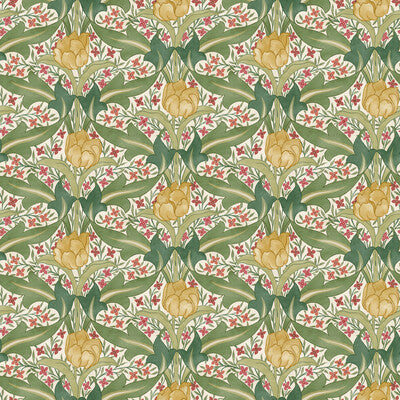 Tulip & Jasmine - Red/Green Red By G P & J Baker | Original Brantwood Wallpaper |Botanical & Floral  Wallcovering