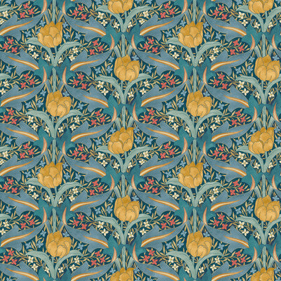Tulip & Jasmine - Teal Teal By G P & J Baker | Original Brantwood Wallpaper |Botanical & Floral  Wallcovering