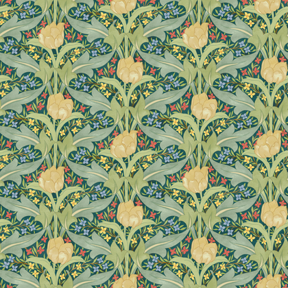 Tulip & Jasmine - Emerald Green By G P & J Baker | Original Brantwood Wallcovering |Botanical & Floral  Wallcovering