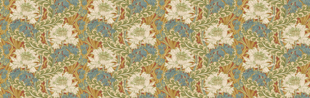 Brantwood - Red/Green Red By G P & J Baker | Original Brantwood Wallcovering |Botanical & Floral  Wallcovering