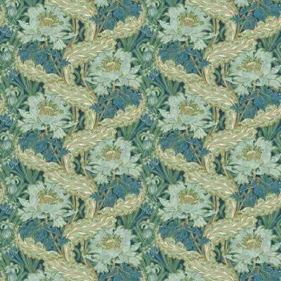 Brantwood - Indigo/Teal Blue By G P & J Baker | Original Brantwood Wallcovering |Botanical & Floral  Wallcovering