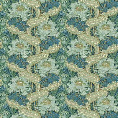 Brantwood - Indigo/Teal Blue By G P & J Baker | Original Brantwood Wallcovering |Botanical & Floral  Wallcovering