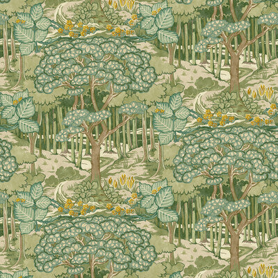 Ruskin - Green By G P & J Baker | Original Brantwood Wallcovering |Botanical & Floral Wallcovering