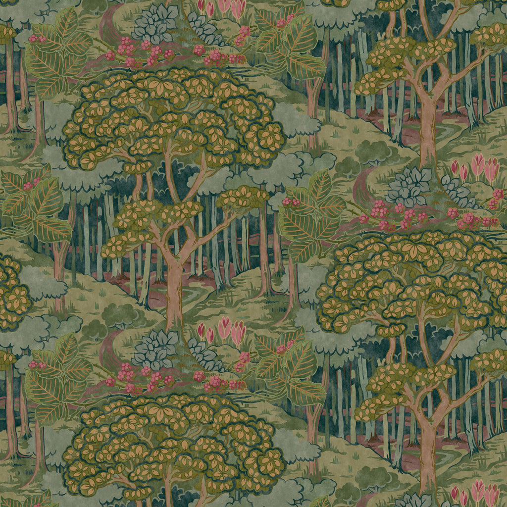 Ruskin - Emerald Green By G P & J Baker | Original Brantwood Wallcovering |Botanical & Floral  Wallcovering