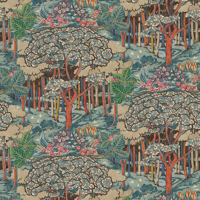 Ruskin - Red/Teal Red By G P & J Baker | Original Brantwood Wallcovering |Botanical & Floral  Wallcovering