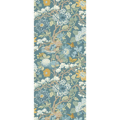 Little Magnolia - Denim/Ochre Blue By G P & J Baker | Originals Wallcovering |Botanical & Floral  Wallcovering