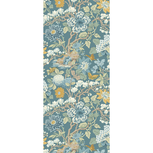 Little Magnolia - Denim/Ochre Blue By G P & J Baker | Originals Wallcovering |Botanical & Floral  Wallcovering