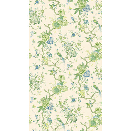 Oriental Bird - Green/Blue Green By G P & J Baker | Originals Wallcovering |Botanical & Floral  Wallcovering