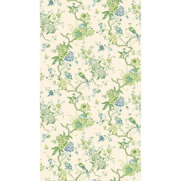 Oriental Bird - Green/Blue Green By G P & J Baker | Originals Wallcovering |Botanical & Floral  Wallcovering