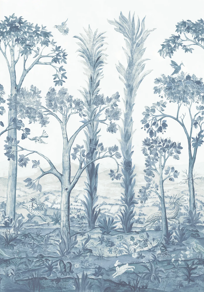 Tall Trees Delft Blue | G P & J Baker — full pattern repeat