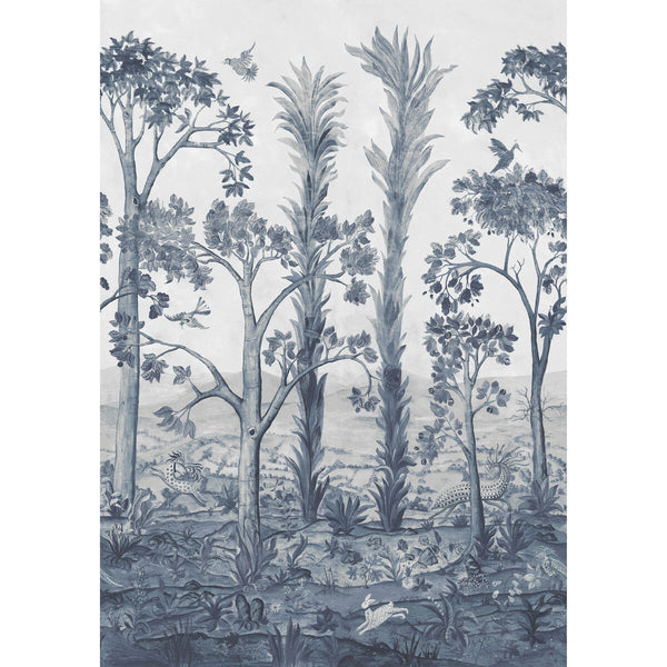 Tall Trees - Delft Blue By G P & J Baker | Kit Kemp Wallcovering | Wallcovering