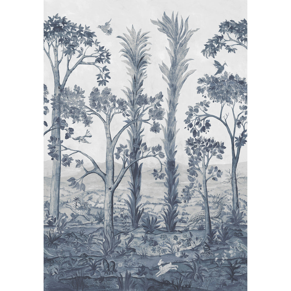 Tall Trees - Delft Blue Blue By G P & J Baker | Kit Kemp Wallpaper |  Wallcovering