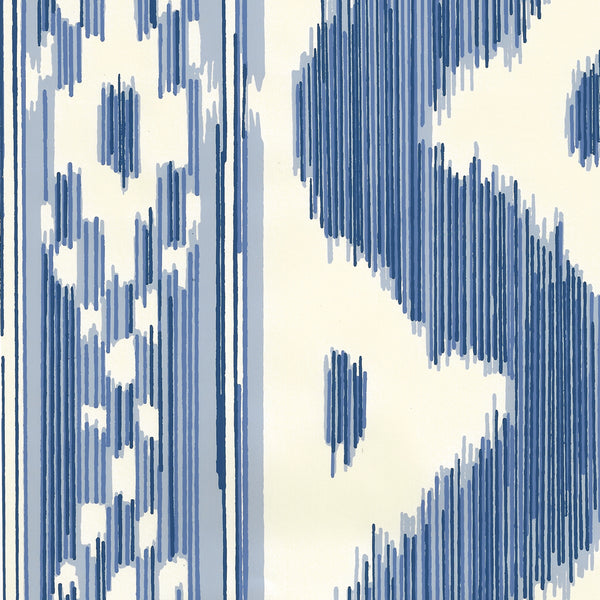 Bali Hai Blues on Off White Screen Printed - White Wallcovering | China Seas