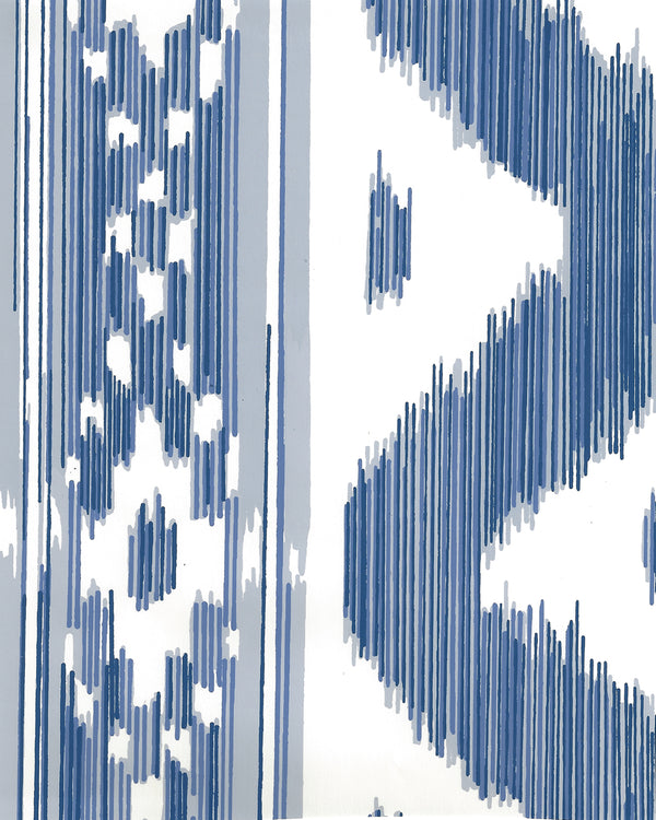 Bali Hai Multi Blues on Almost White Screen Printed | China Seas