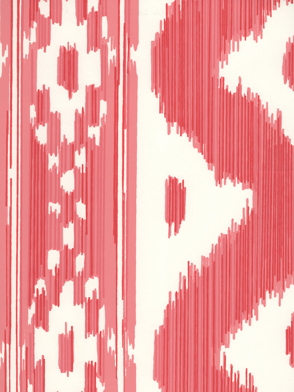 Bali Hai Reds on Almost White Screen Printed - Off-White Wallcovering | China Seas